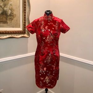 Authentic Chinese Tangyu Red Embroidered Dress